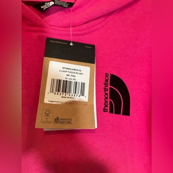 NWT North Face girls, extra large hoodie, bright pink - Picture 3 of 3